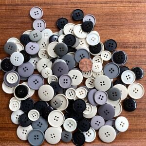 Mixed Button Lot 4 oz Crafts Sewing Art Collections Gray Black Cream
